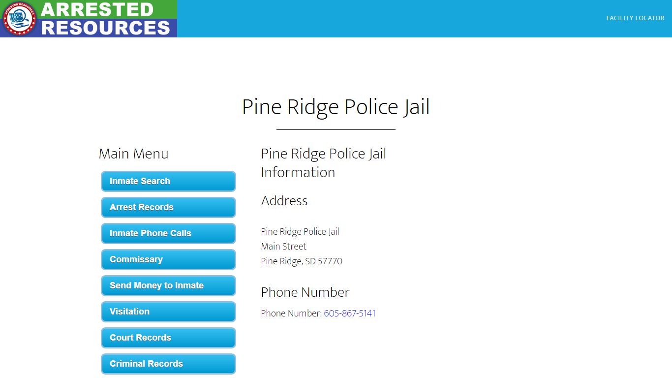 Pine Ridge Police Jail - Inmate Search - Pine Ridge, SD