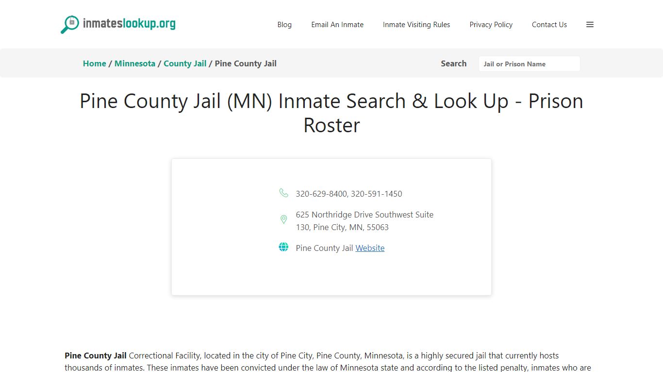 Pine County Jail (MN) Inmate Search & Look Up - Prison Roster